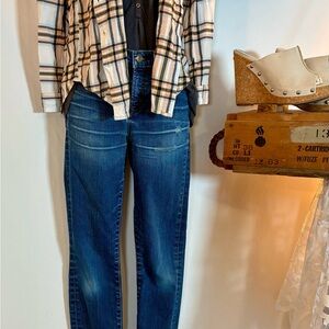J. Crew 26 Toothpick Blue Straight Leg Cropped Jeans Classic‎ Indigo Wash